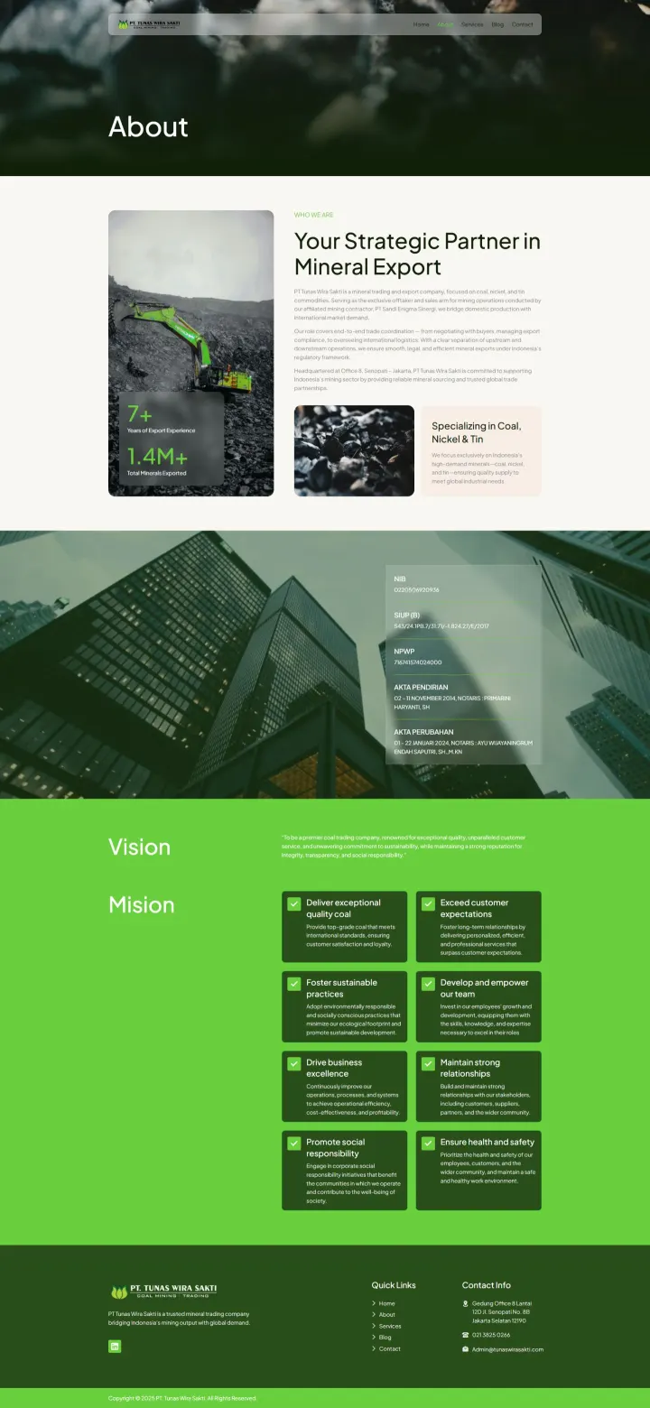 Halaman 2 website Tunas Wira Sakti