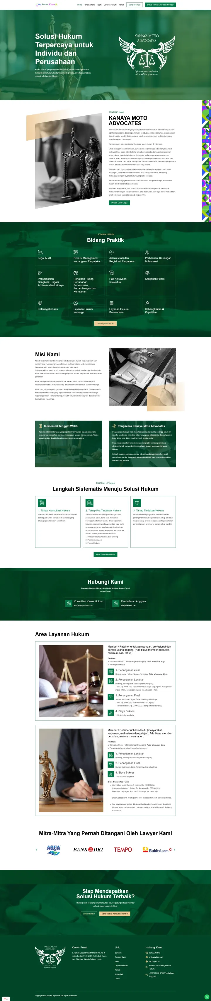 Halaman 1 website MyLegalVibes - Kanaya Moto Advocates