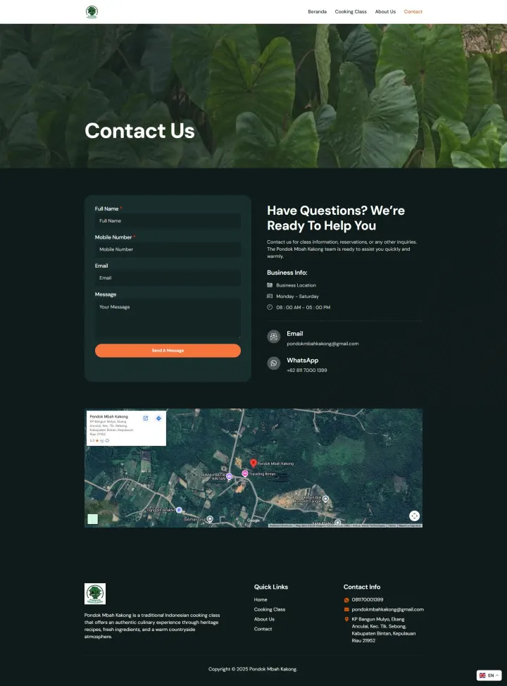 Halaman 3 website Pondok Mbah Kakong