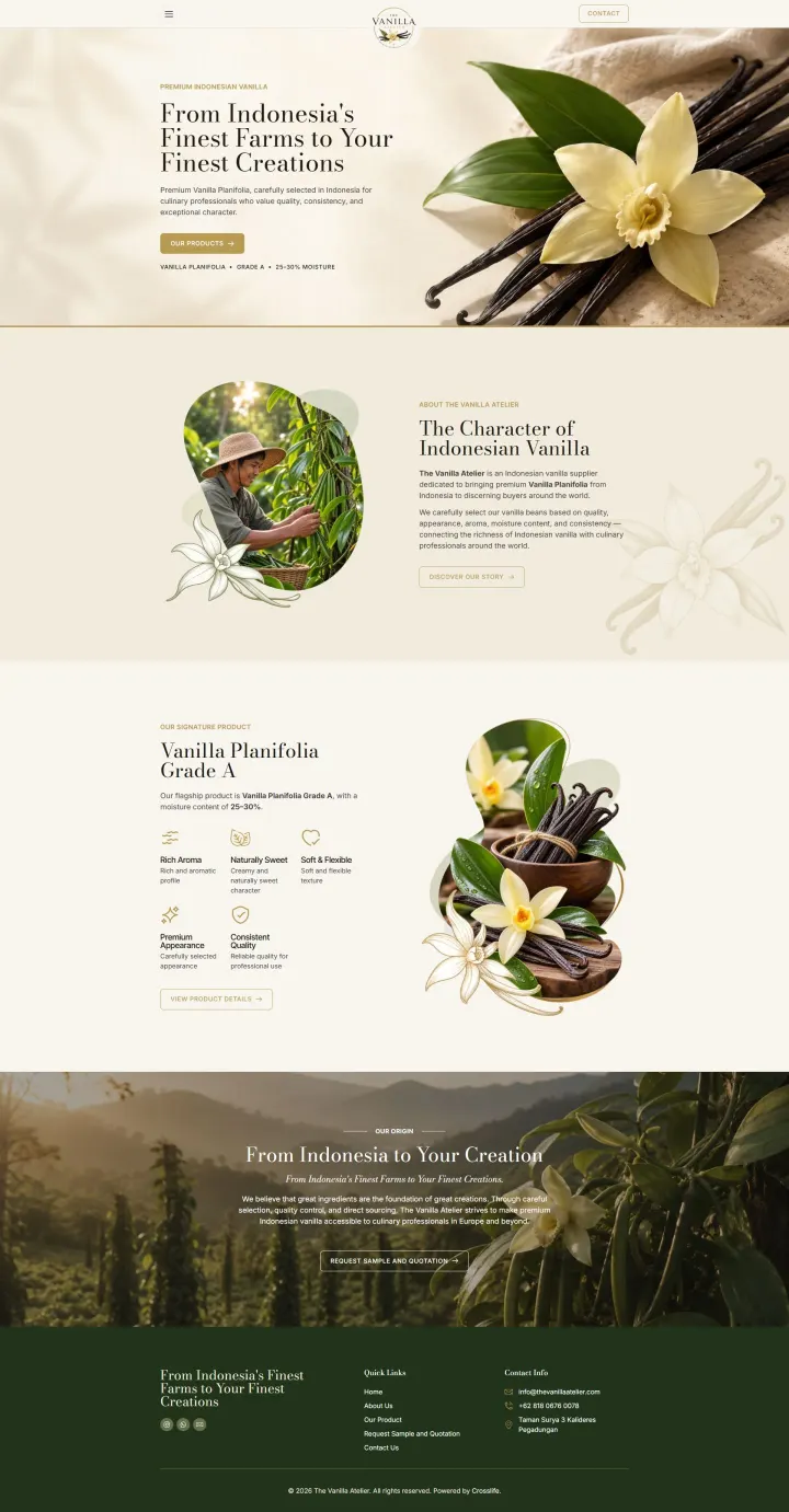 Halaman 1 website The Vanilla Atelier