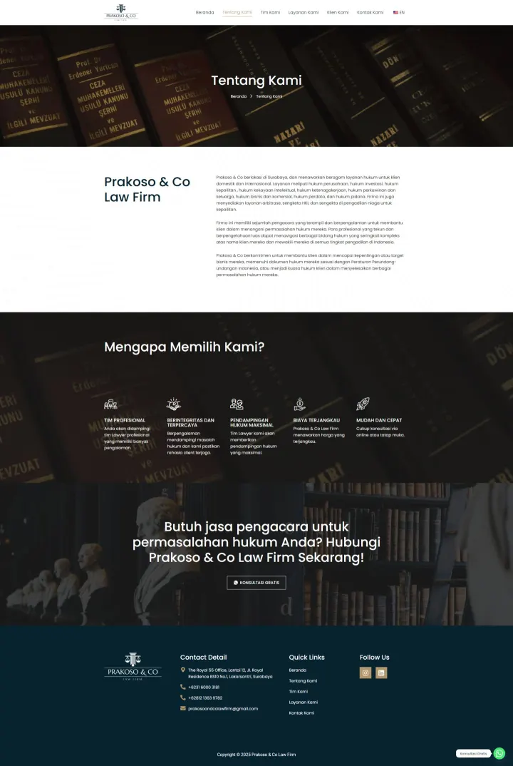 Halaman 3 website Prakoso & Co Law Firm