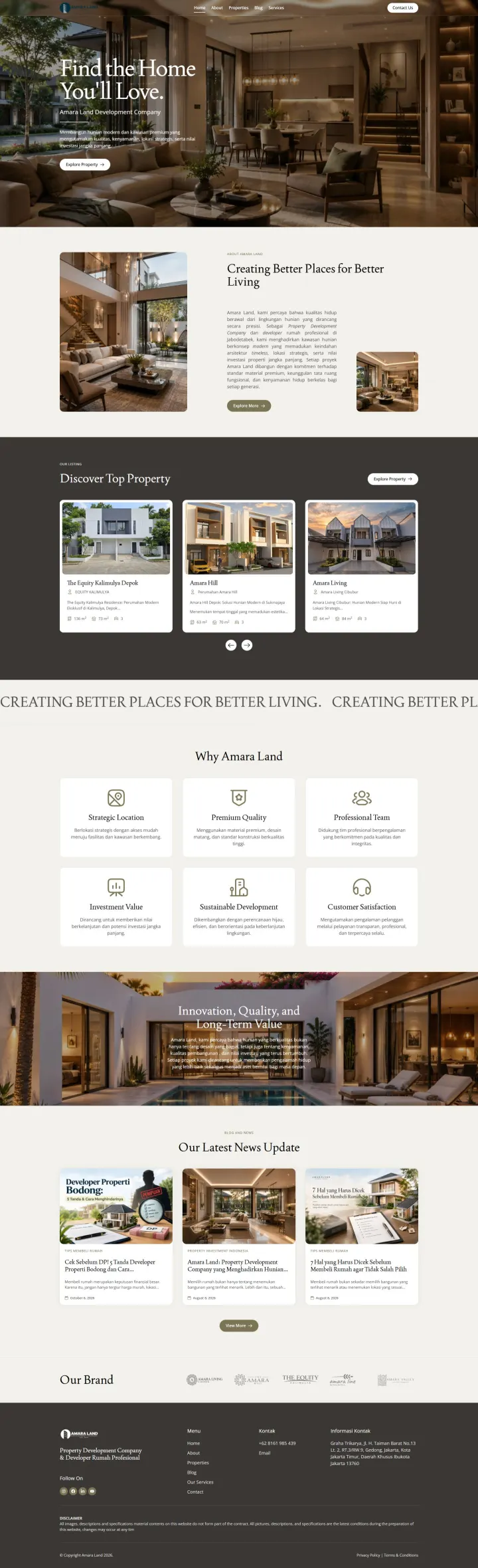 Halaman 1 website Amara Land