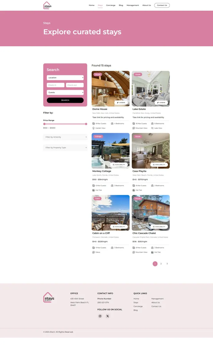 Halaman 5 website Stays by Electi