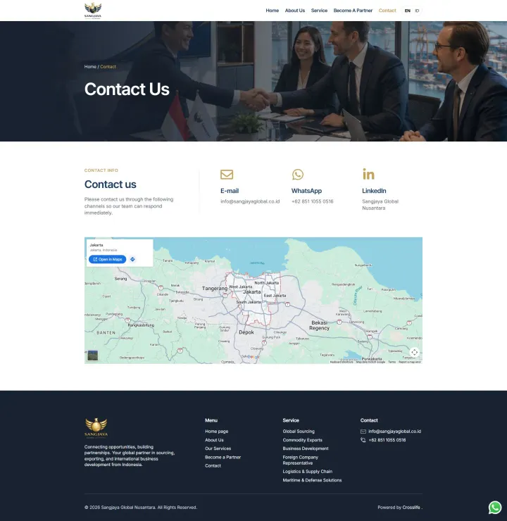 Halaman 2 website Sangjaya Global Nusantara