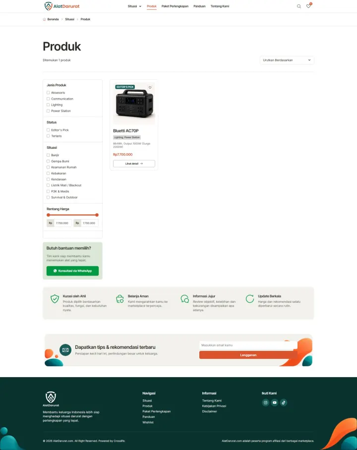 Halaman 5 website Alat Darurat