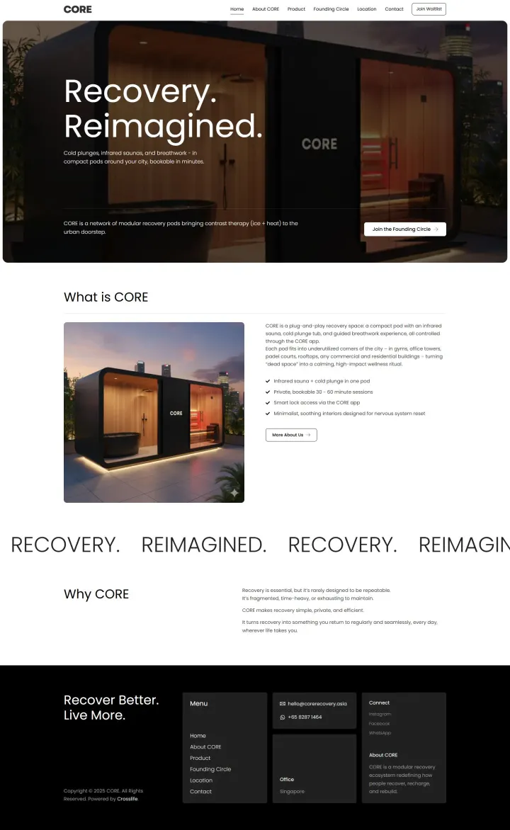 Halaman 1 website CORE Recovery