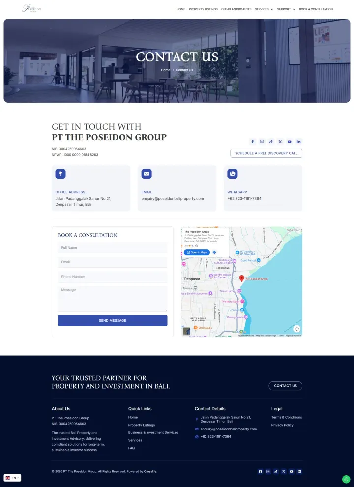 Halaman 2 website Poseidon Bali Property