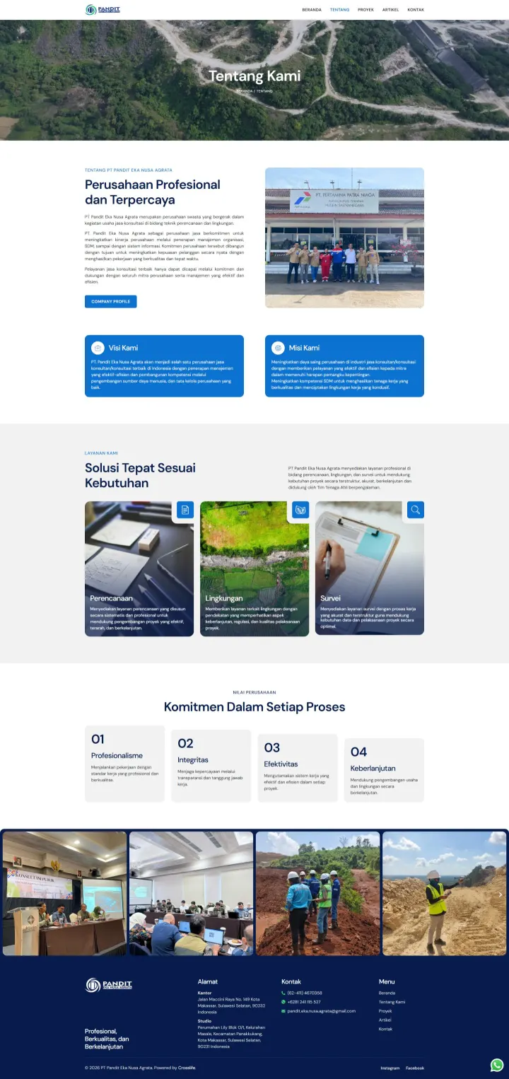 Halaman 2 website Pandit Eka Nusa Agrata