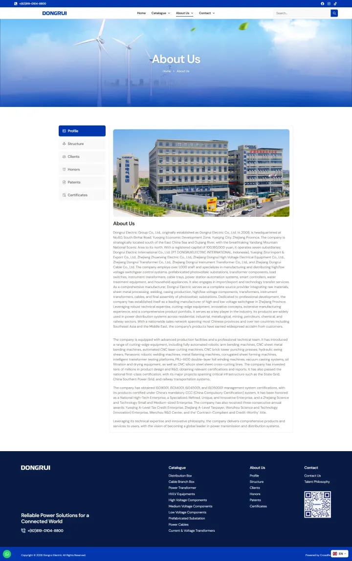 Halaman 2 website Dongrui Electric