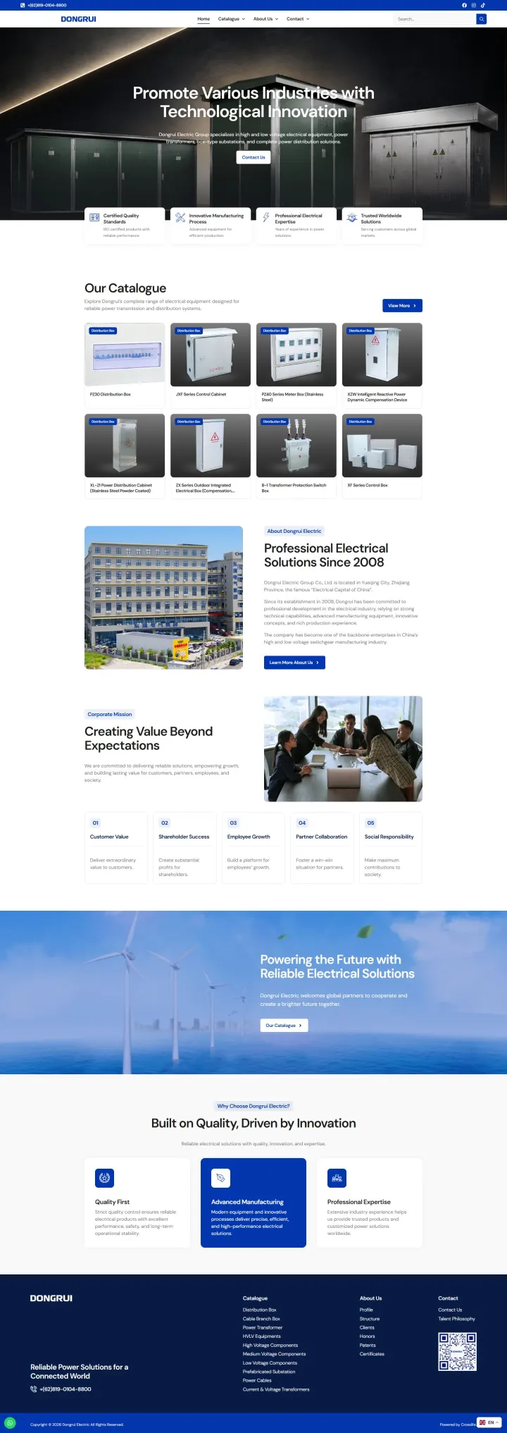 Halaman 1 website Dongrui Electric
