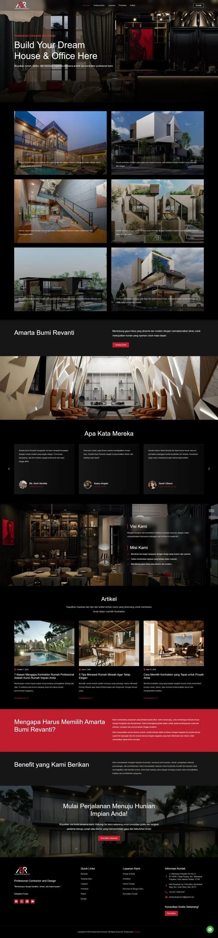 Halaman 1 website Amarta Bumi Revanti