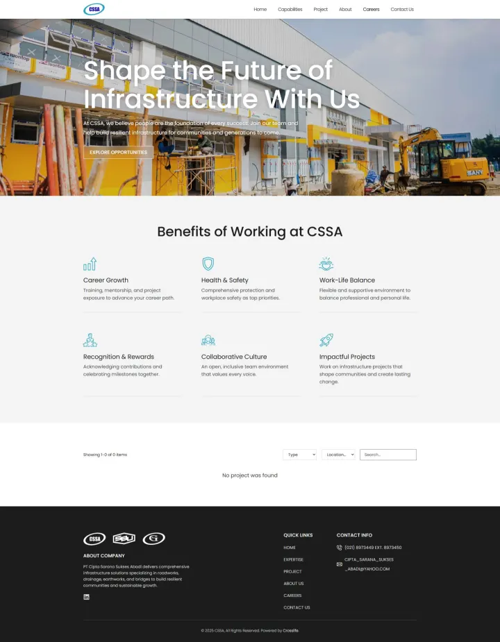 Halaman 4 website Cipta Sarana Sukses Abadi (CSSA)