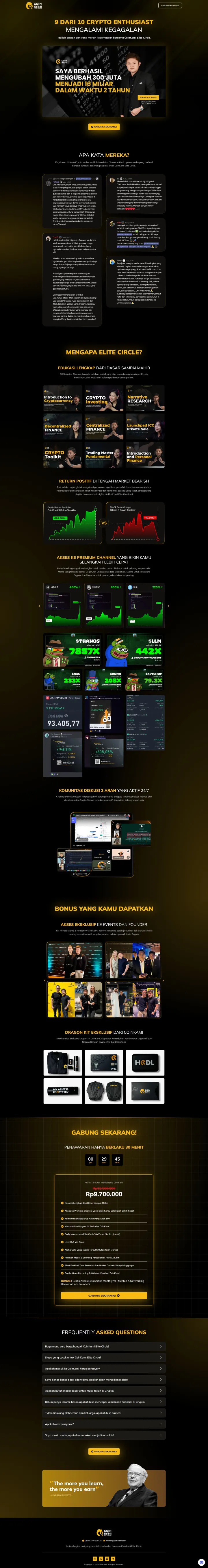 Halaman 1 website CoinKami Elite Circle
