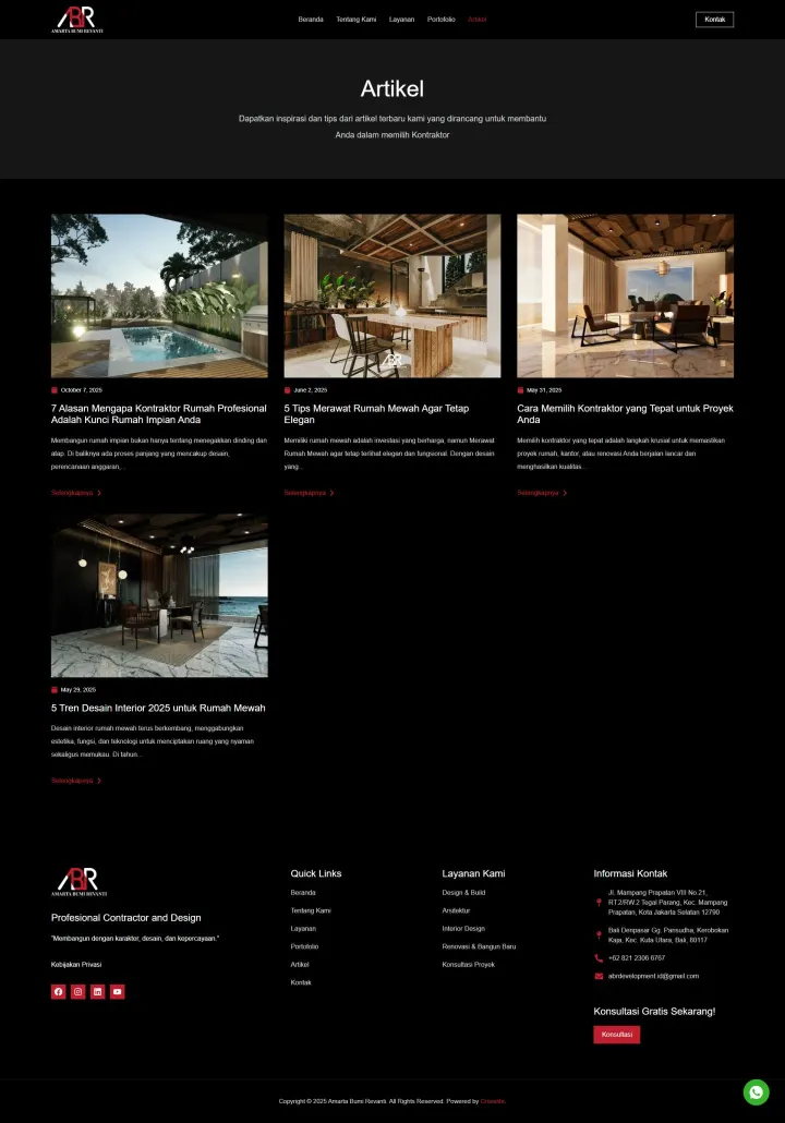Halaman 5 website Amarta Bumi Revanti