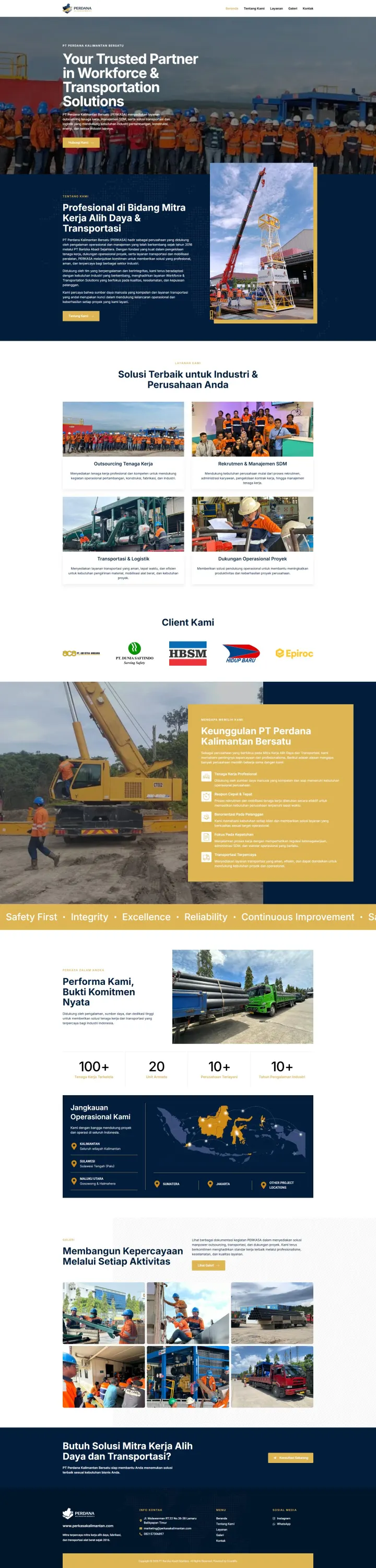 Halaman 1 website Perkasa Kalimantan