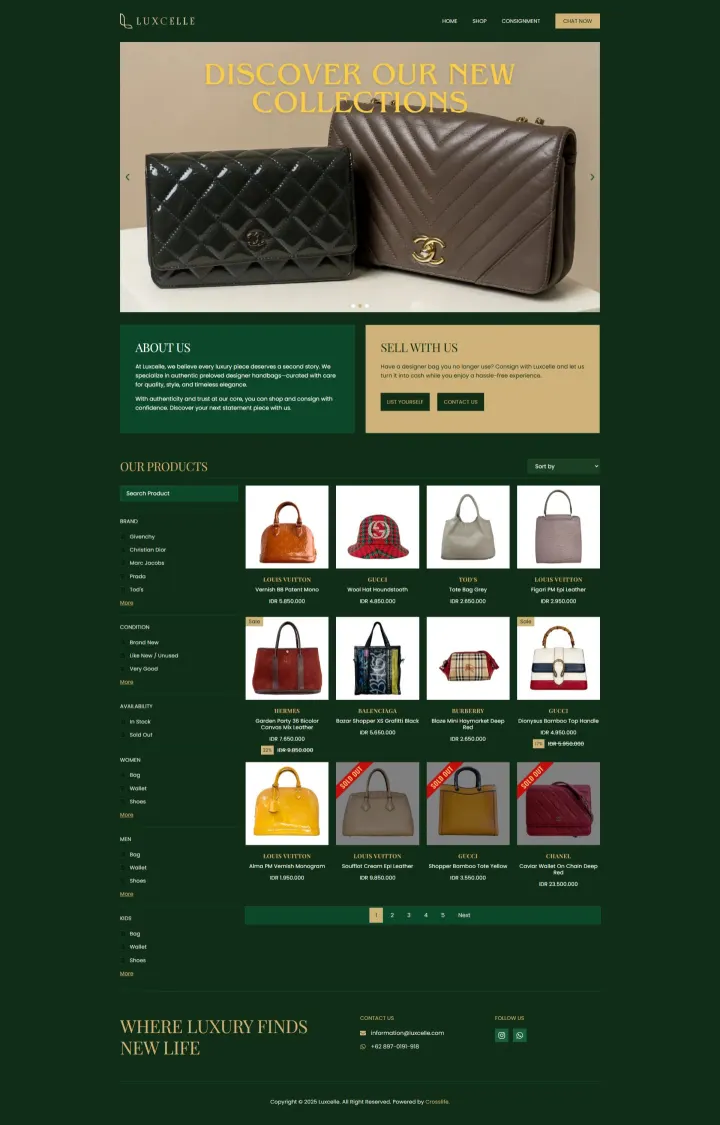 Halaman 1 website Luxcelle