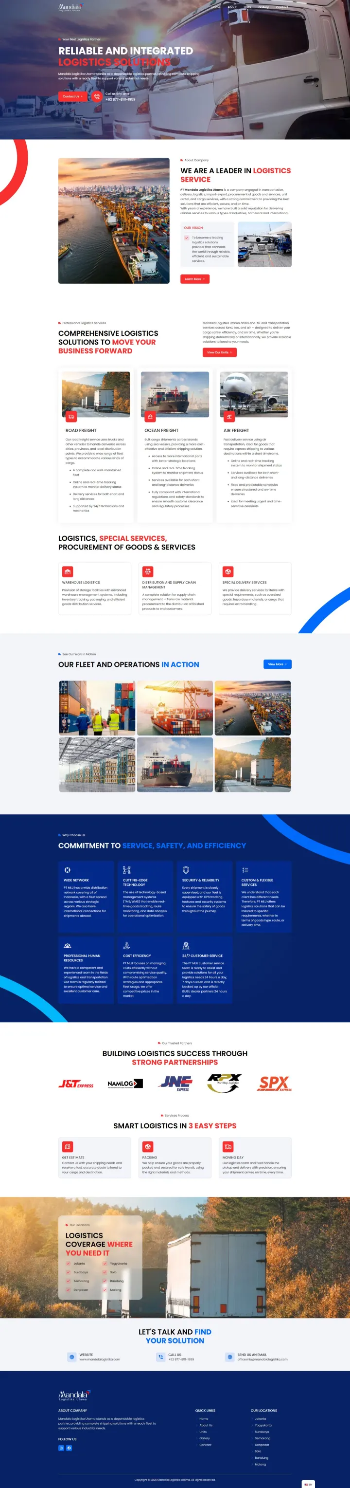 Halaman 1 website Mandala Logistika Utama