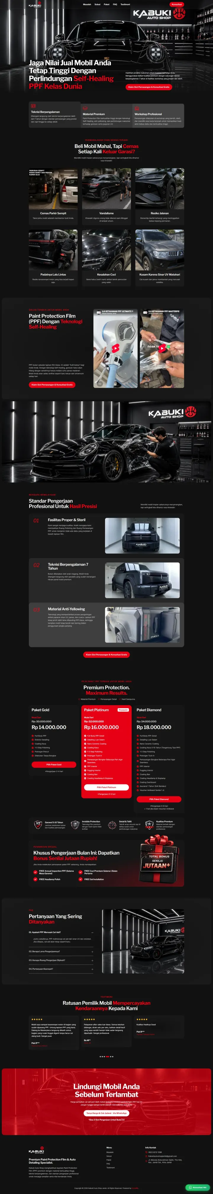 Halaman 1 website Kabuki Auto Shop Jambi