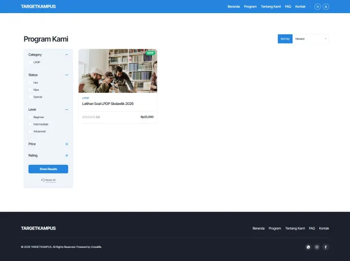Halaman 2 website TargetKampus