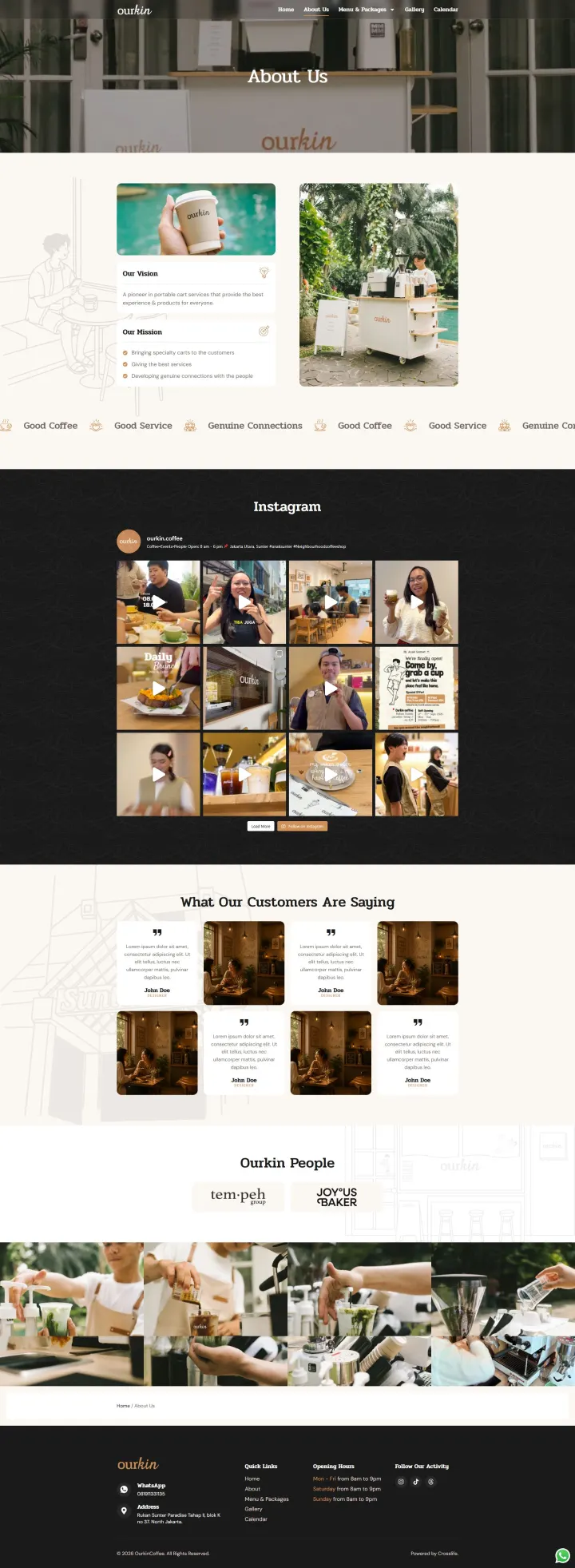Halaman 2 website Ourkin Coffee