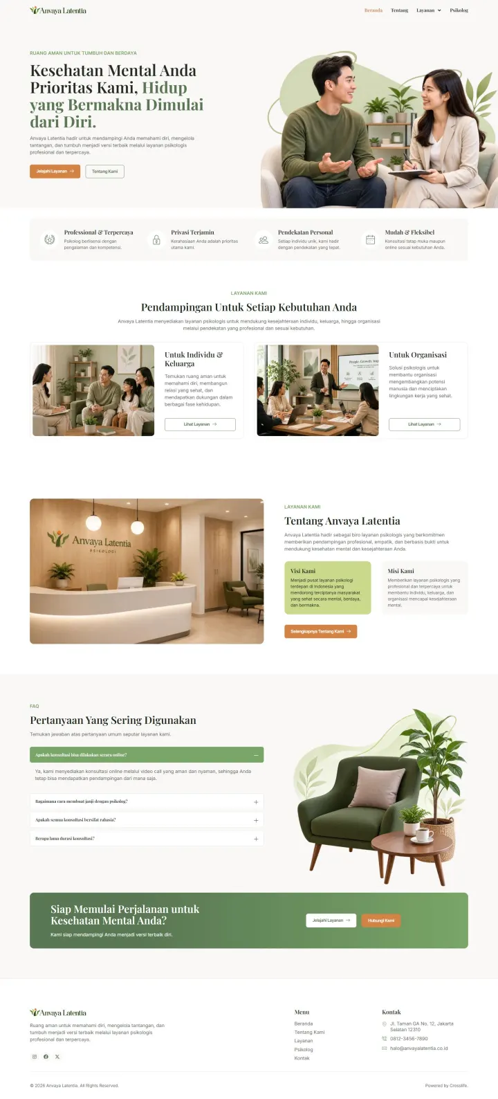 Halaman 1 website Anvaya Latentia