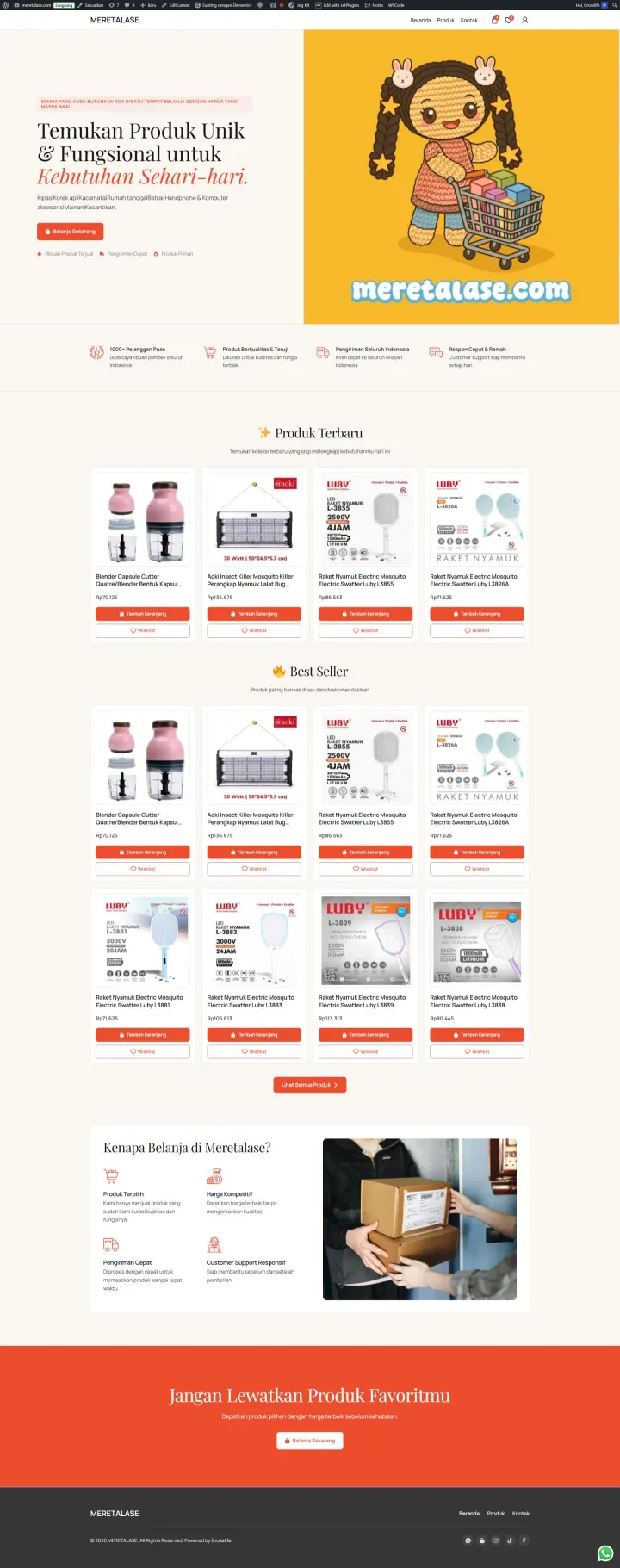 Halaman 1 website Meretalase