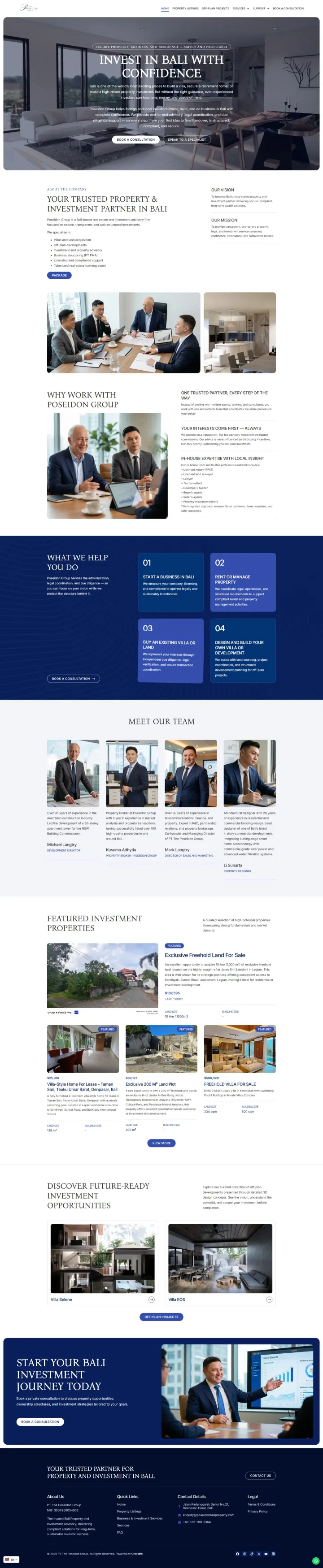 Halaman 1 website Poseidon Bali Property