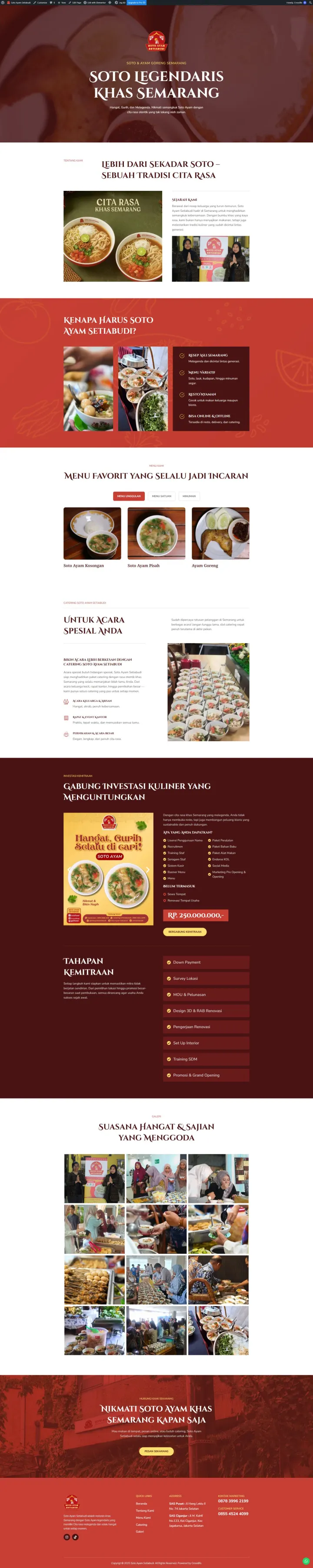 Halaman 1 website Soto Ayam Setiabudi